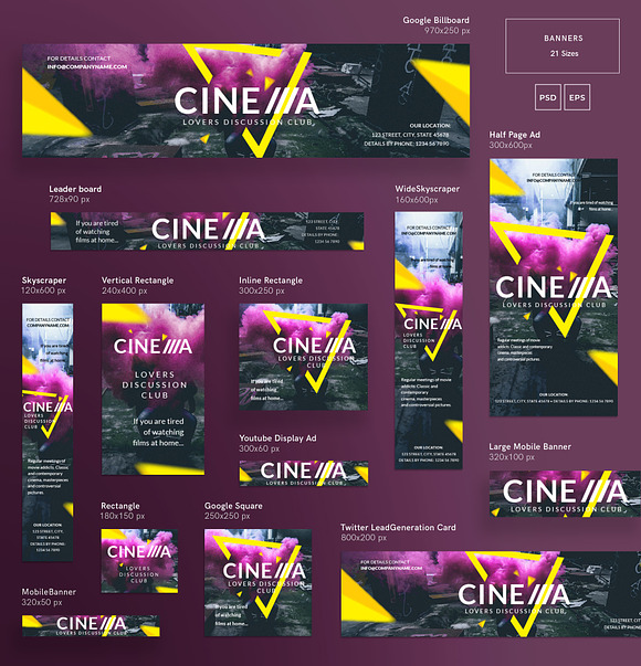 Banners Pack | Cinema Club in Templates - product preview 2