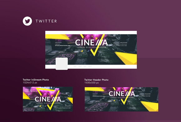 Social Media Pack | Cinema Club in Social Media Templates - product preview 3