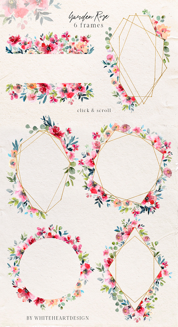 Garden Rose Watercolor Floral Kit in Illustrations - product preview 1