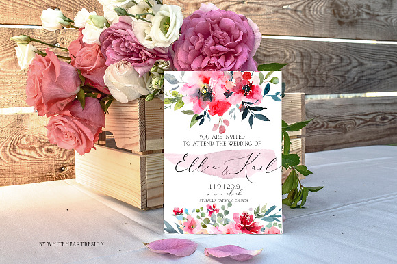 Garden Rose Watercolor Floral Kit in Illustrations - product preview 3