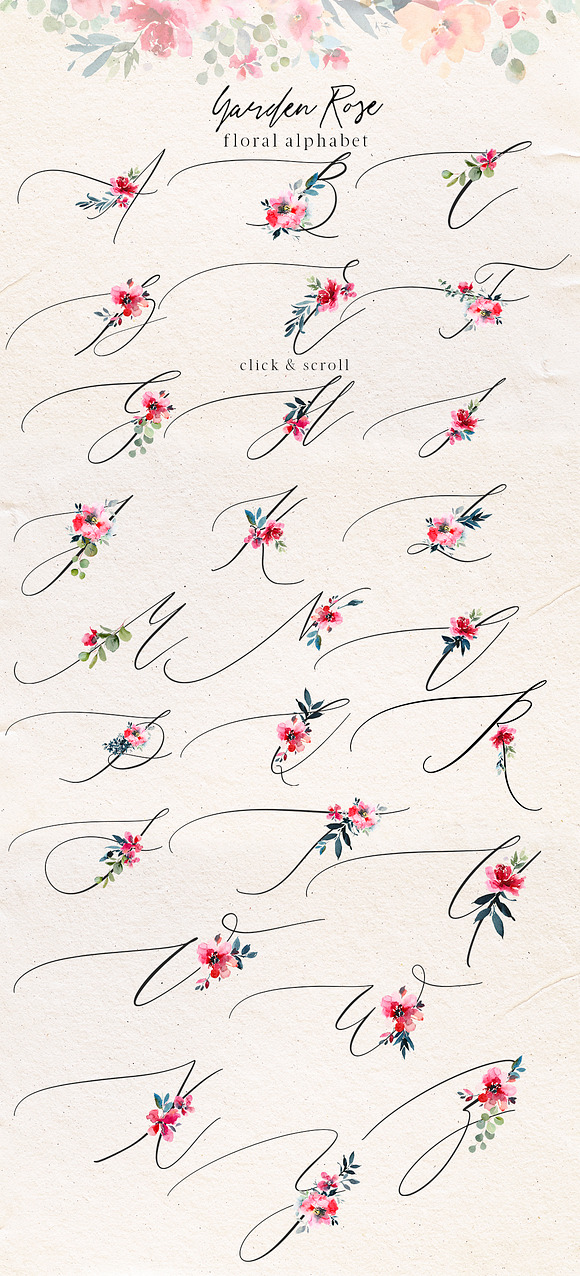 Garden Rose Watercolor Floral Kit in Illustrations - product preview 5