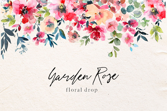 Garden Rose Watercolor Floral Kit in Illustrations - product preview 8