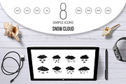 Snow cloud icon set, simple style