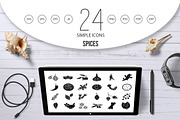 Spices icon set, simple style