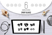 Sport gloves icon set, simple style