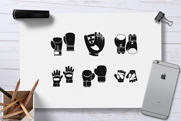 Sport gloves icon set, simple style in Graphics - product preview 1