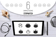 Stopwatch icon set, simple style