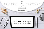 Sun glasses icon set, simple style