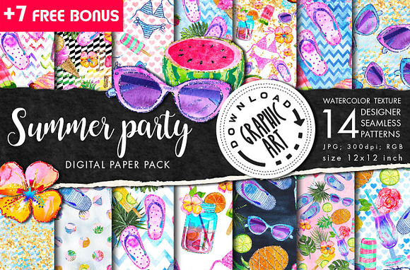 Summer Party Seamless pattern in Patterns - product preview 9