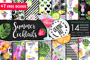 Summer cocktails seamless pattern