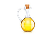 Oils bottle with cork. Glass jug.