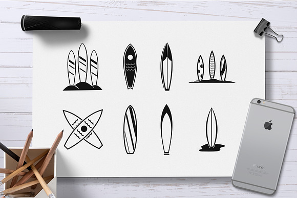 Surf board icon set, simple style in Icons - product preview 1