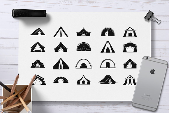 Tent icon set, simple style in Graphics - product preview 1