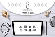 Volume of book icon set, simple 