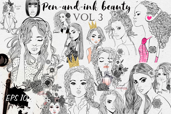 Pen-and-ink Beauty. VOL3 in Illustrations - product preview 1