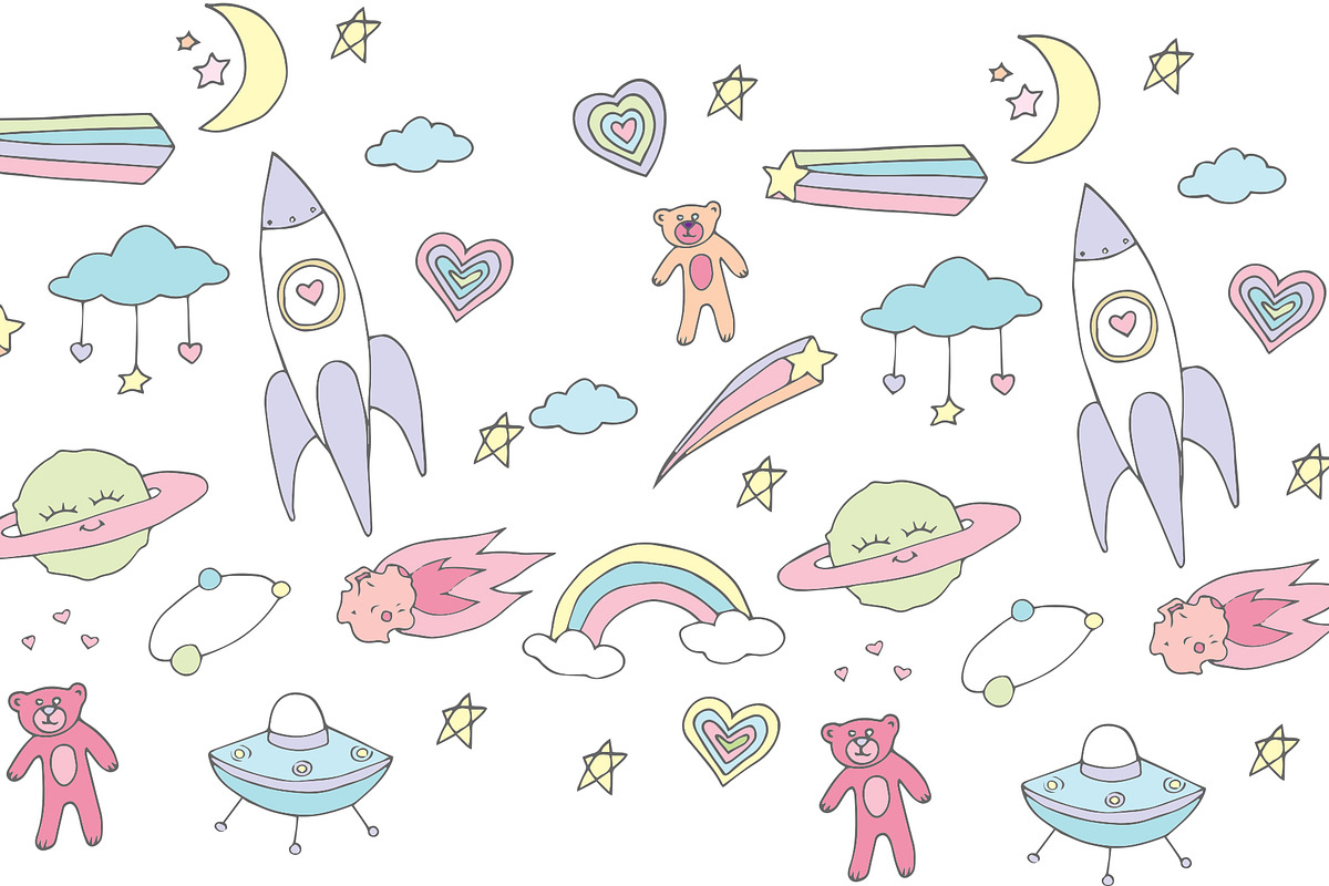 Cute Pastel Universe illustrations in Illustrations - product preview 8