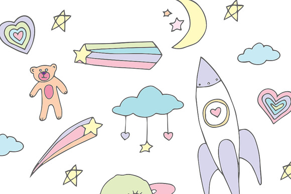 Cute Pastel Universe illustrations in Illustrations - product preview 1