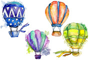 Colorful hot air balloon PNG set