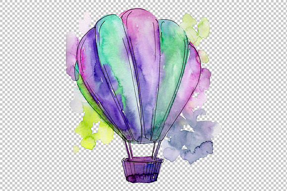 Colorful hot air balloon PNG set in Illustrations - product preview 3