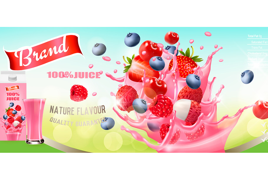 Fresh Juice with Berries and Splash in Illustrations - product preview 8