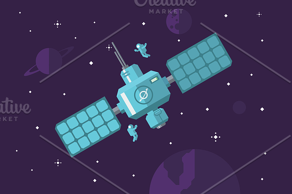 Space station, astronauts in space in Illustrations - product preview 1
