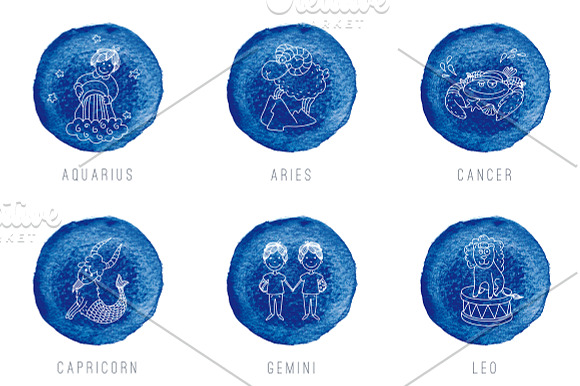 Watercolor zodiac signs in Illustrations - product preview 1