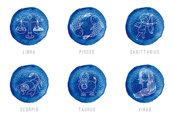 Watercolor zodiac signs in Illustrations - product preview 2