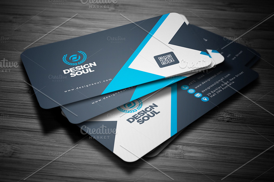 Blue & Black Business Card in Business Card Templates - product preview 8
