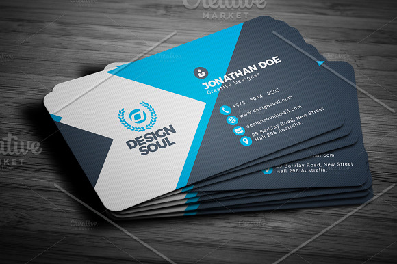 Blue & Black Business Card in Business Card Templates - product preview 1