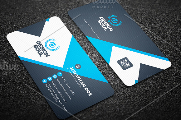 Blue & Black Business Card in Business Card Templates - product preview 3
