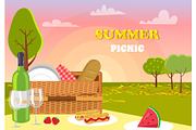 Summer Picnic Nature Products Vector