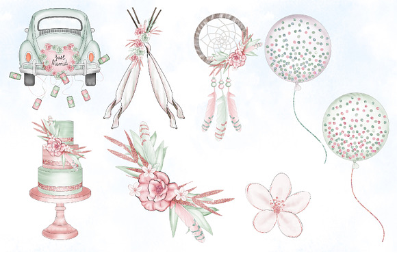 Blush & Sage wedding clipart in Illustrations - product preview 3