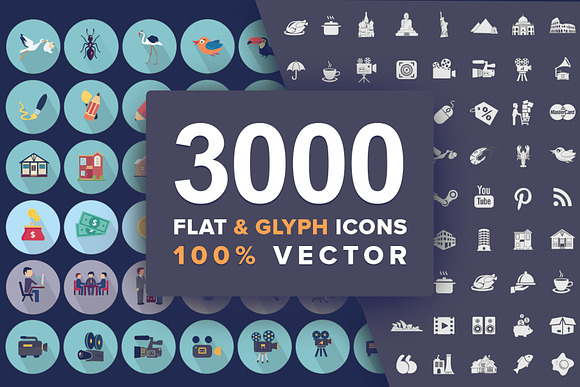 Jumbo Flat-Glyph Icons Set in Animal Emoticons - product preview 11