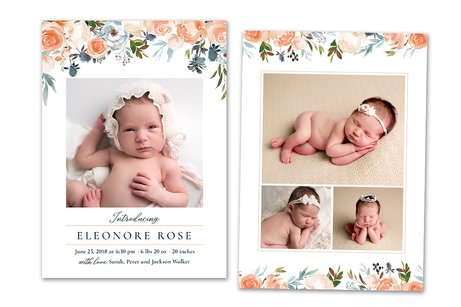 Birth Announcement Card Template in Card Templates - product preview 8