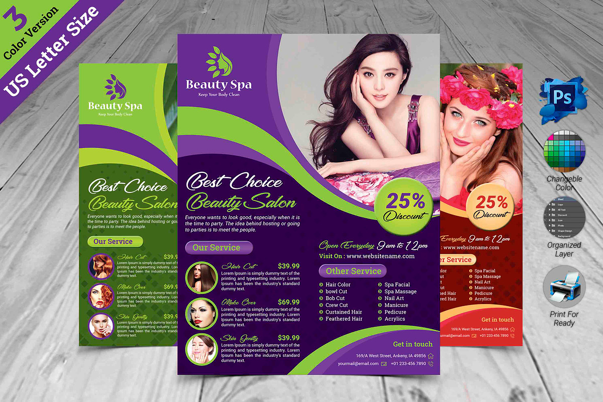 Beauty Salon Flyer Template in Flyer Templates - product preview 8