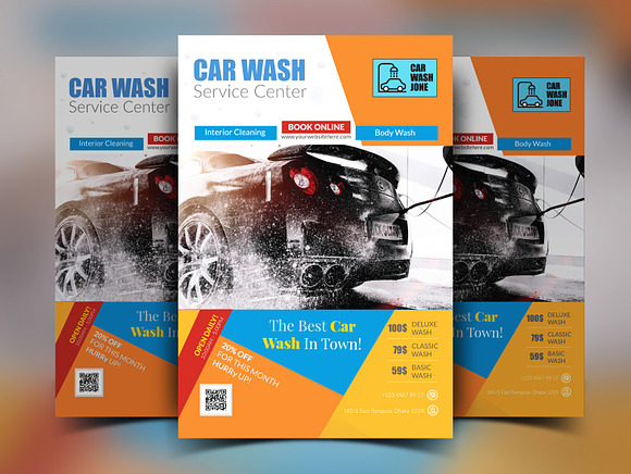 Car Wash Service Flyer Template in Flyer Templates - product preview 2
