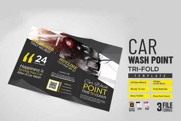 Car Wash Tri Fold Brochure Template 