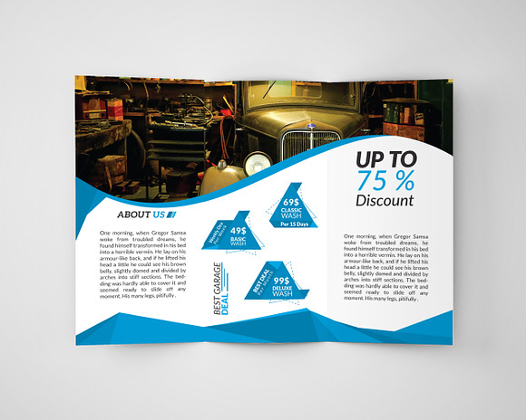 Car Wash Tri Fold Brochure Template  in Brochure Templates - product preview 8
