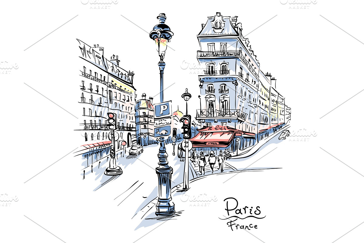 Cozy Paris street, France in Illustrations - product preview 8