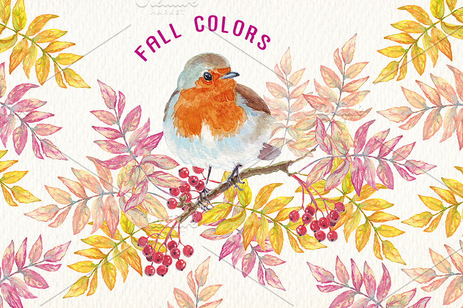 watercolor autumn colors clipart in Illustrations - product preview 8