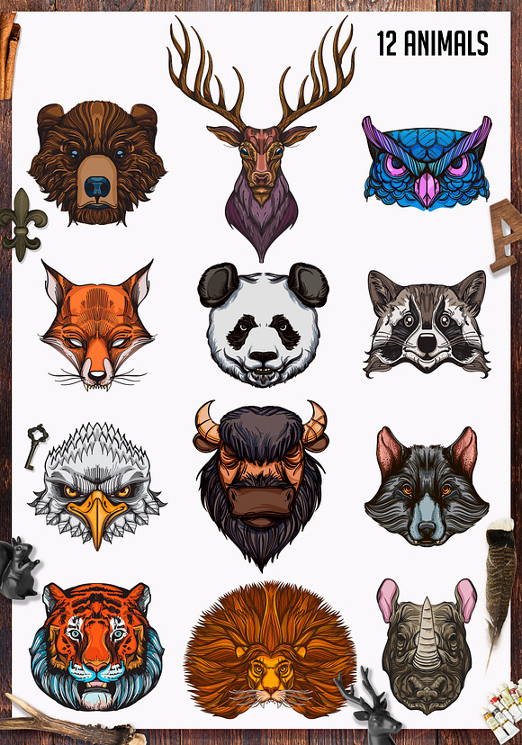 12 totemic animals in Illustrations - product preview 2