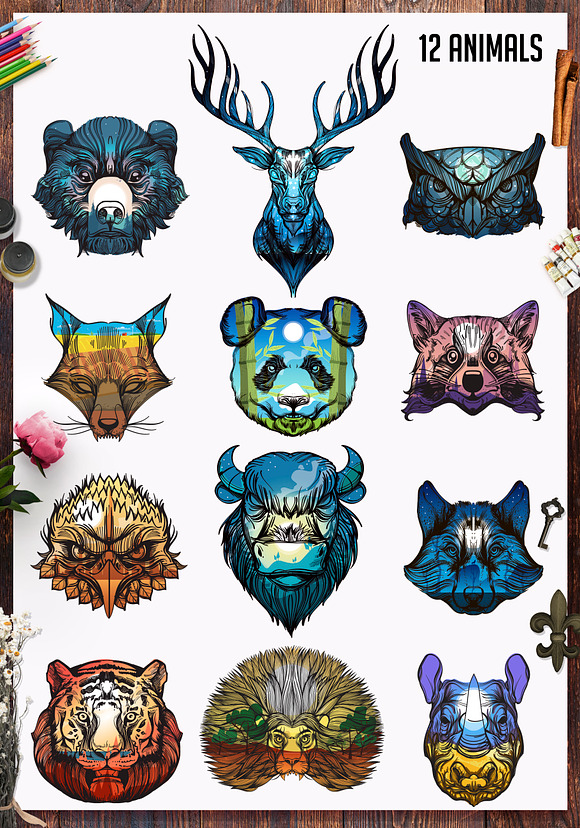 12 totemic animals in Illustrations - product preview 3