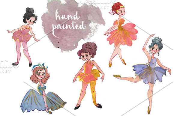 Ballerinas watercolor pack in Illustrations - product preview 1