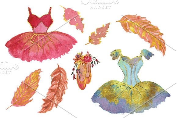 Ballerinas watercolor pack in Illustrations - product preview 2