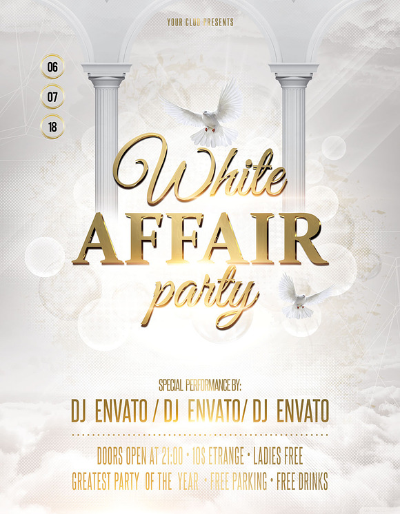 White Affair Party Flyer Poster in Flyer Templates - product preview 1