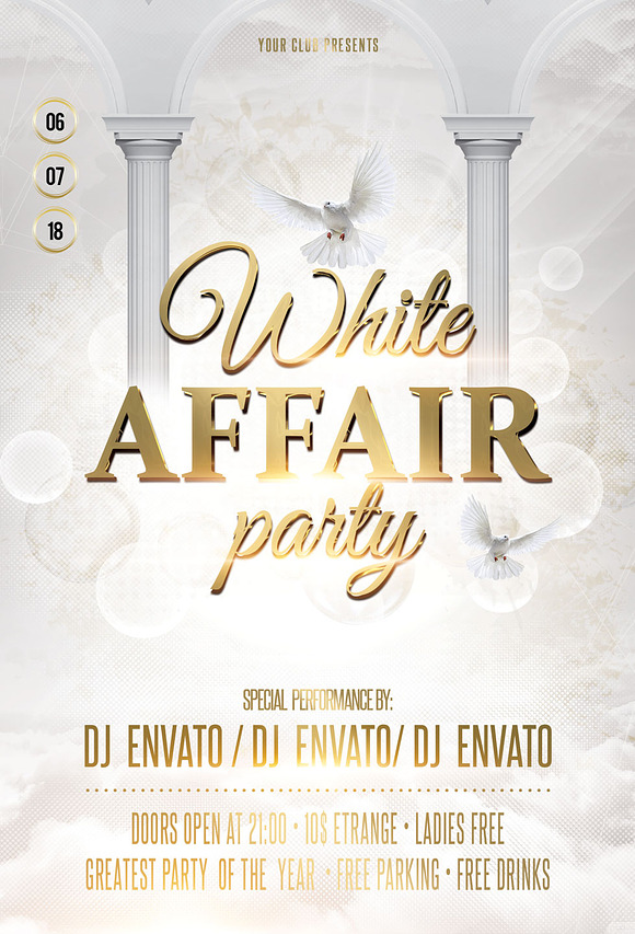 White Affair Party Flyer Poster in Flyer Templates - product preview 2