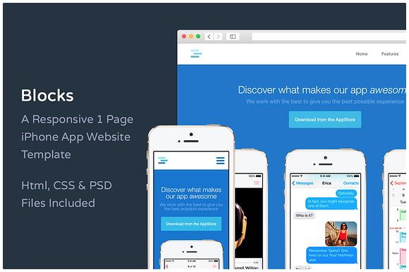 Blocks - iPhone App Website Template in App Templates - product preview 1