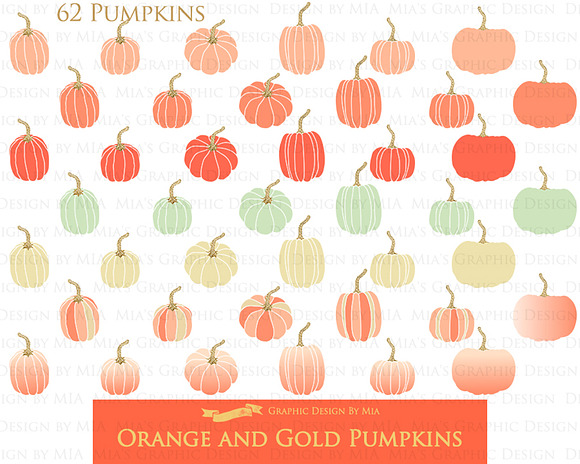Orange and Gold Pumpkins in Illustrations - product preview 3
