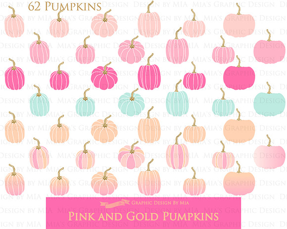 Pink and Gold Pumpkins in Illustrations - product preview 3