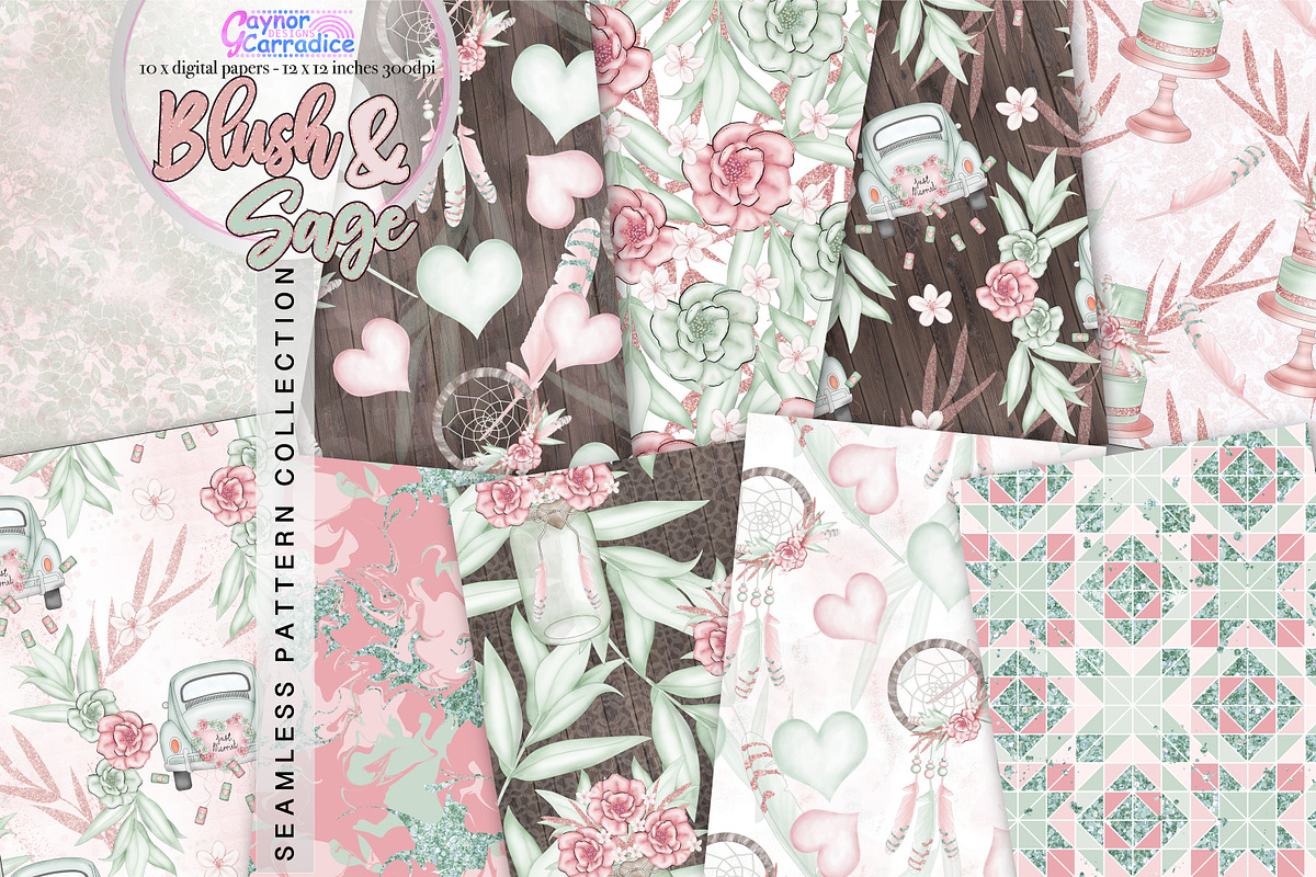 Rustic wedding seamless patterns in Patterns - product preview 8